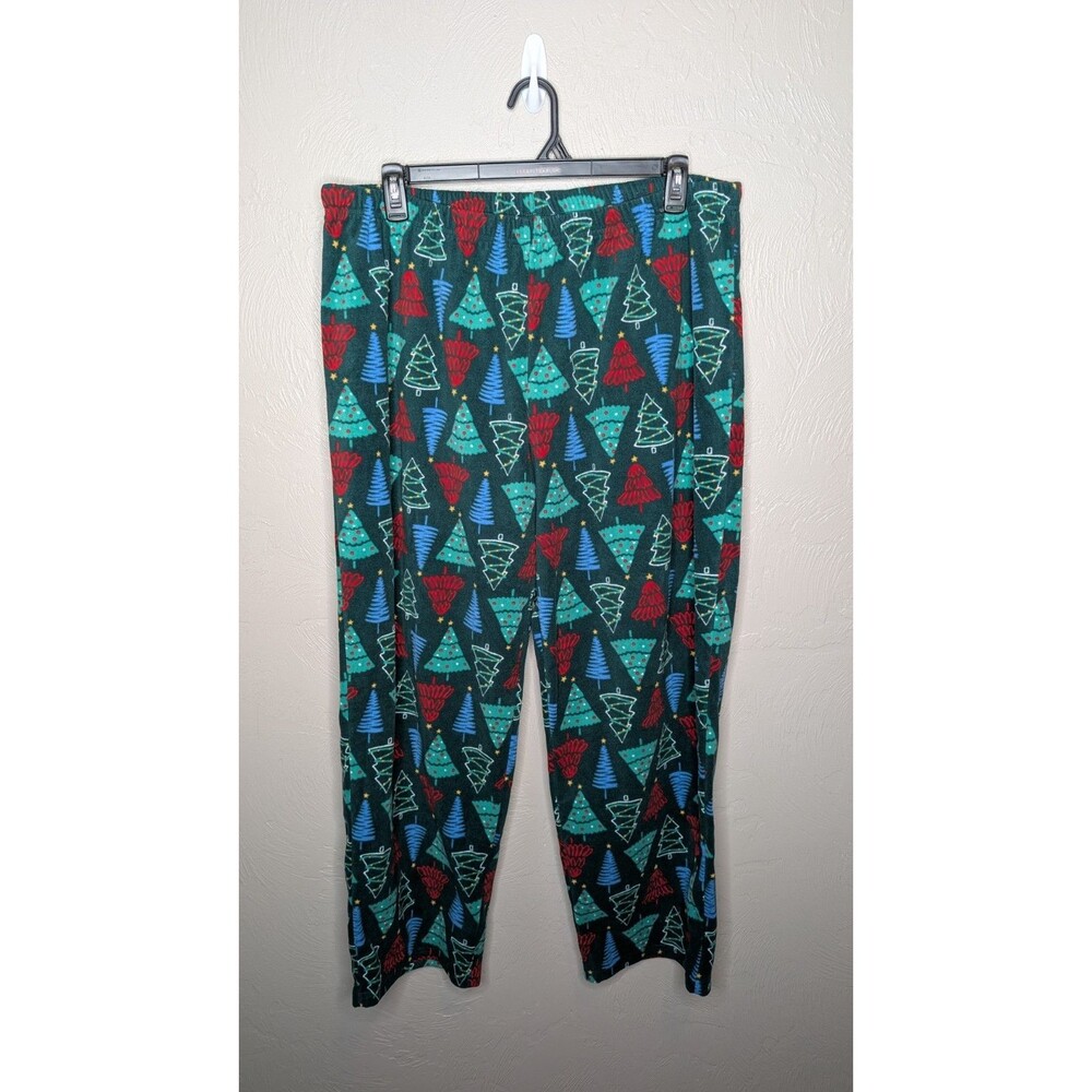 Carters Adult Unisex XLarge Green Red Blue Christmas Tree Fleece Pajama Pants